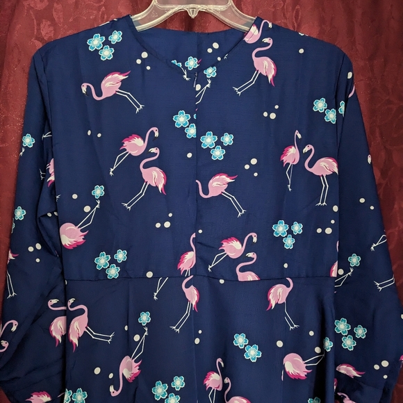 Flamingo long sleeve maxi dress navy blue - Picture 5 of 16